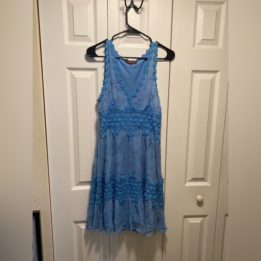 Ranna Gil xs powder blue lace mini dress